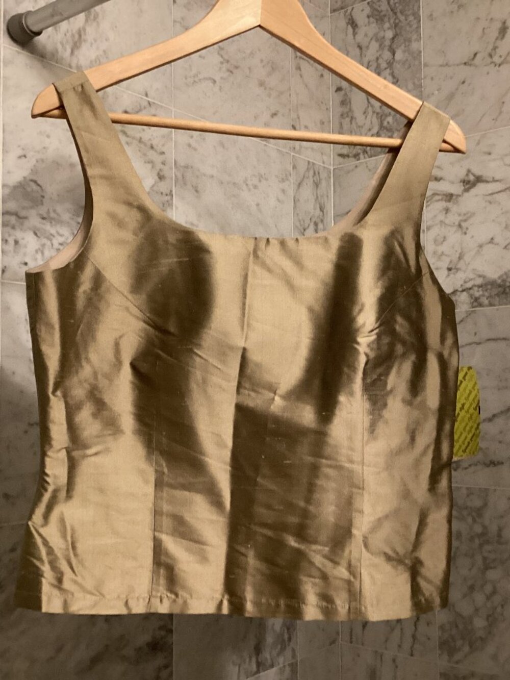 NWT Connie Roberson 100% Silk Tank Blouse Gold Beige Size Small